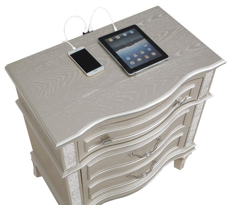 Evangeline Silver Oak 3-drawer Nightstand - Ornate Home