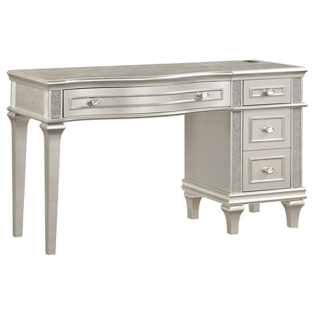 Evangeline Silver Oak 4-drawer Vanity Desk Makeup Table - Ornate Home