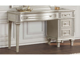 Evangeline Silver Oak 4-drawer Vanity Desk Makeup Table - Ornate Home