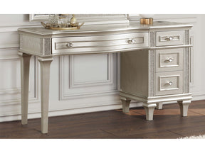 Evangeline Silver Oak 4-drawer Vanity Desk Makeup Table - Ornate Home