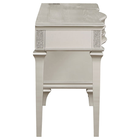Evangeline Silver Oak 4-drawer Vanity Desk Makeup Table - Ornate Home