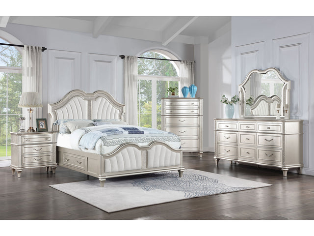 Evangeline Silver Oak  5-piece California King Bedroom Set with Storage Bed - Ornate Home