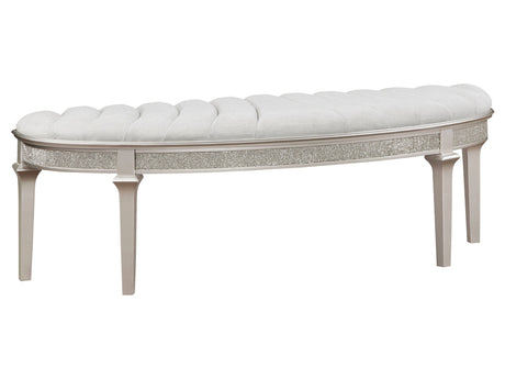 Evangeline Silver Oak Curved Fabric Upholstered Bench - Ornate Home