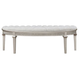 Evangeline Silver Oak Curved Fabric Upholstered Bench - Ornate Home