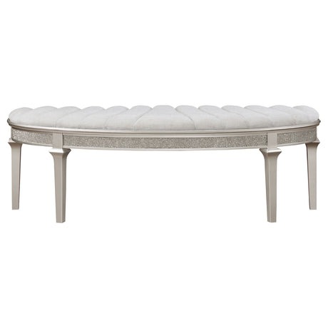 Evangeline Silver Oak Curved Fabric Upholstered Bench - Ornate Home