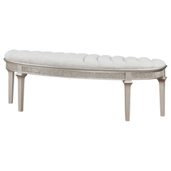 Evangeline Silver Oak Curved Fabric Upholstered Bench - Ornate Home