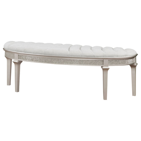 Evangeline Silver Oak Curved Fabric Upholstered Bench - Ornate Home