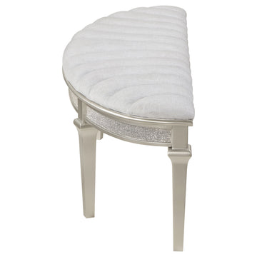 Evangeline Silver Oak Curved Fabric Upholstered Bench - Ornate Home