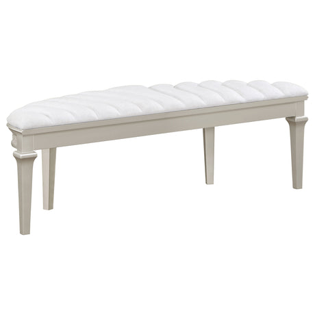 Evangeline Silver Oak Curved Fabric Upholstered Bench - Ornate Home