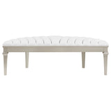 Evangeline Silver Oak Curved Fabric Upholstered Bench - Ornate Home