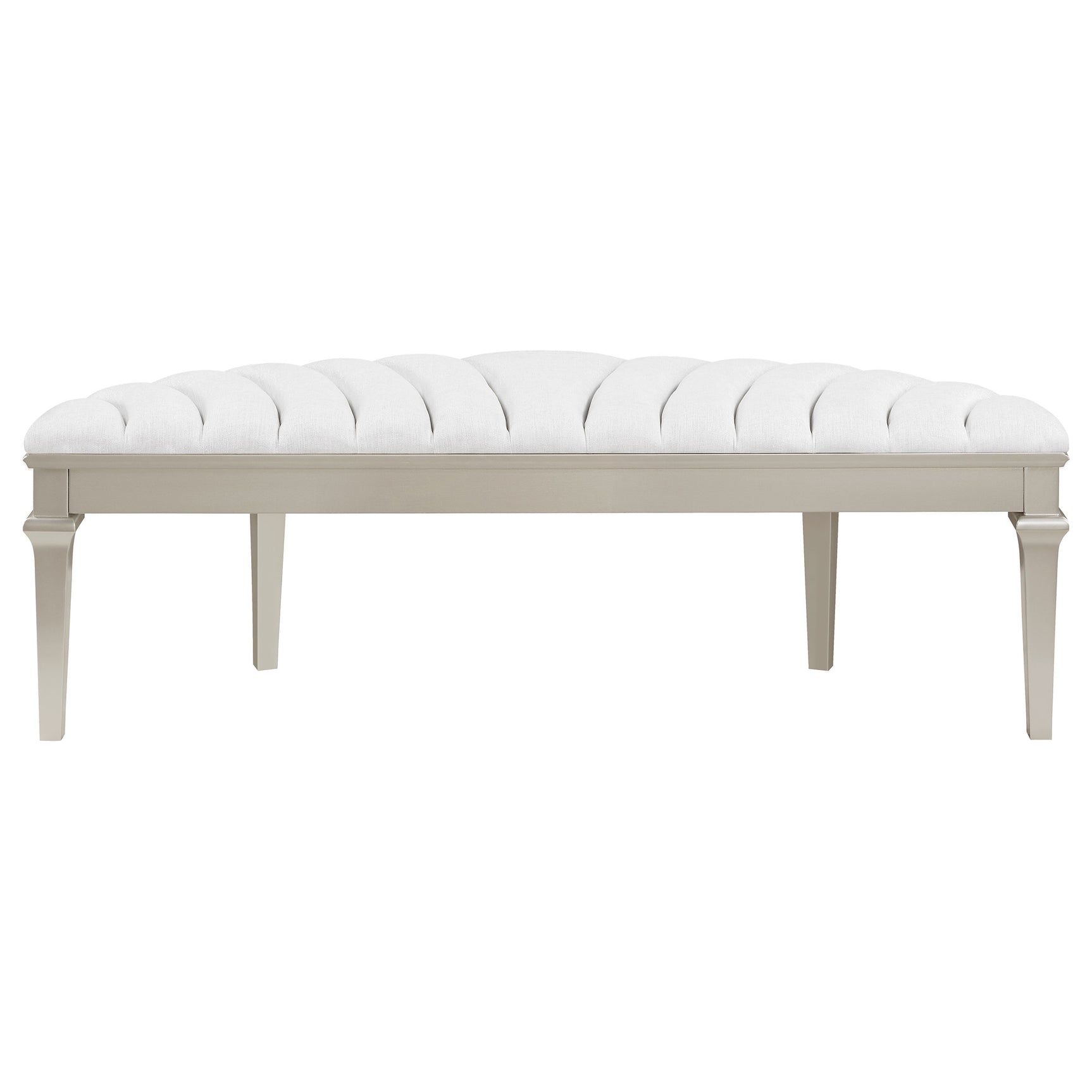 Evangeline Silver Oak Curved Fabric Upholstered Bench - Ornate Home