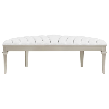 Evangeline Silver Oak Curved Fabric Upholstered Bench - Ornate Home