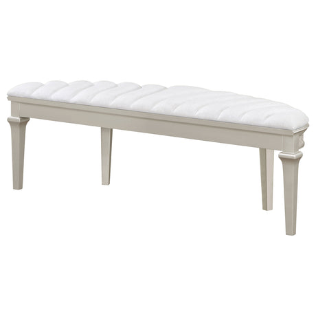 Evangeline Silver Oak Curved Fabric Upholstered Bench - Ornate Home