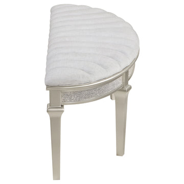 Evangeline Silver Oak Curved Fabric Upholstered Bench - Ornate Home