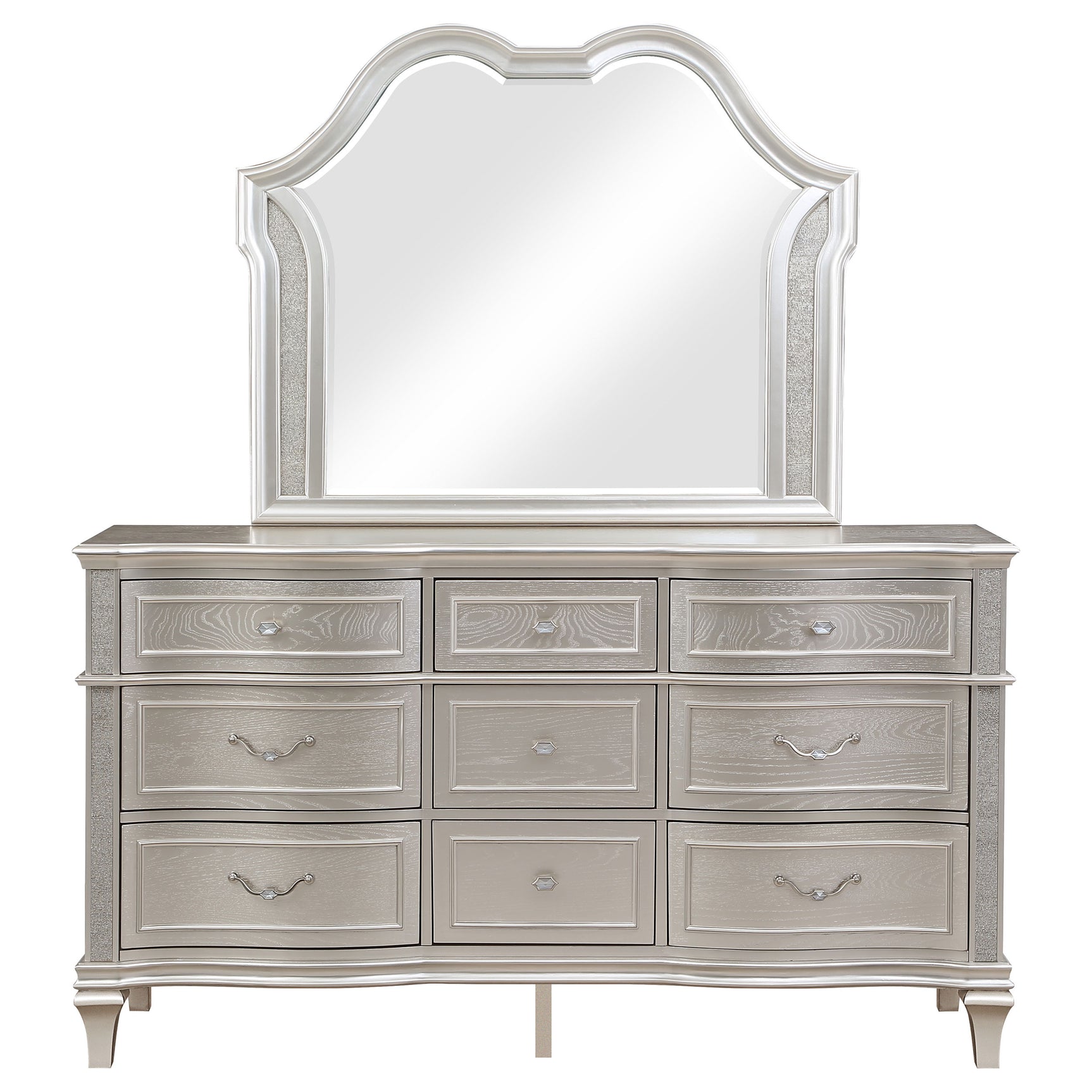 Evangeline Silver Oak Dresser and Mirror - Ornate Home
