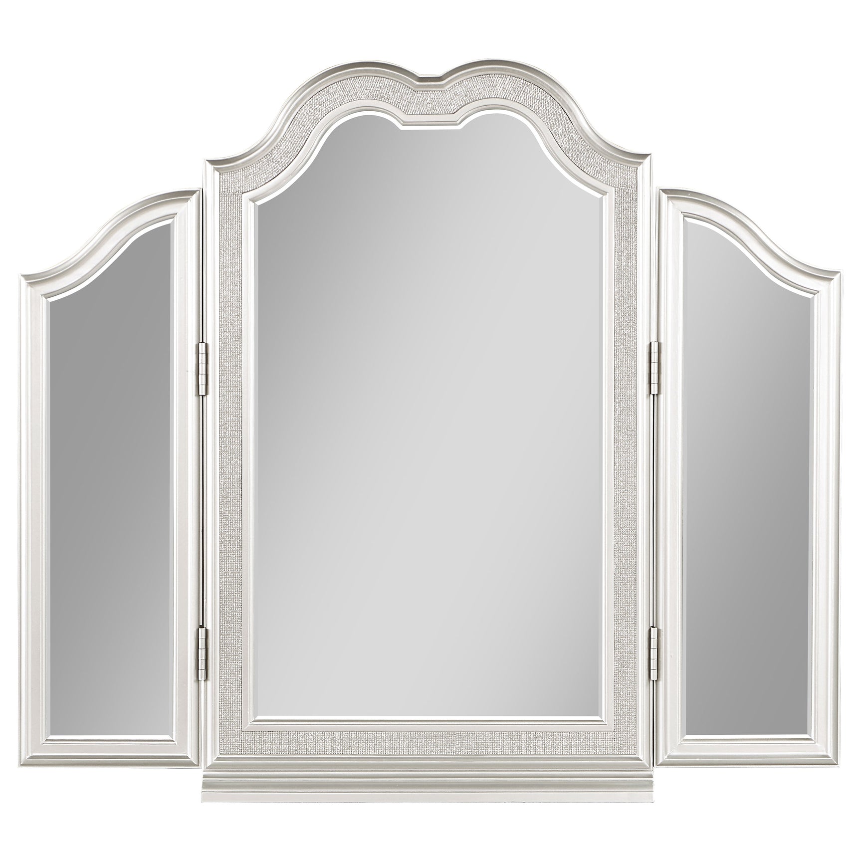 Evangeline Silver Oak Tri-Fold Vanity Mirror - Ornate Home