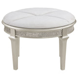 Evangeline Silver Oak Upholstered Oval Vanity Stool - Ornate Home