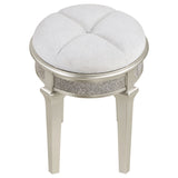 Evangeline Silver Oak Upholstered Oval Vanity Stool - Ornate Home