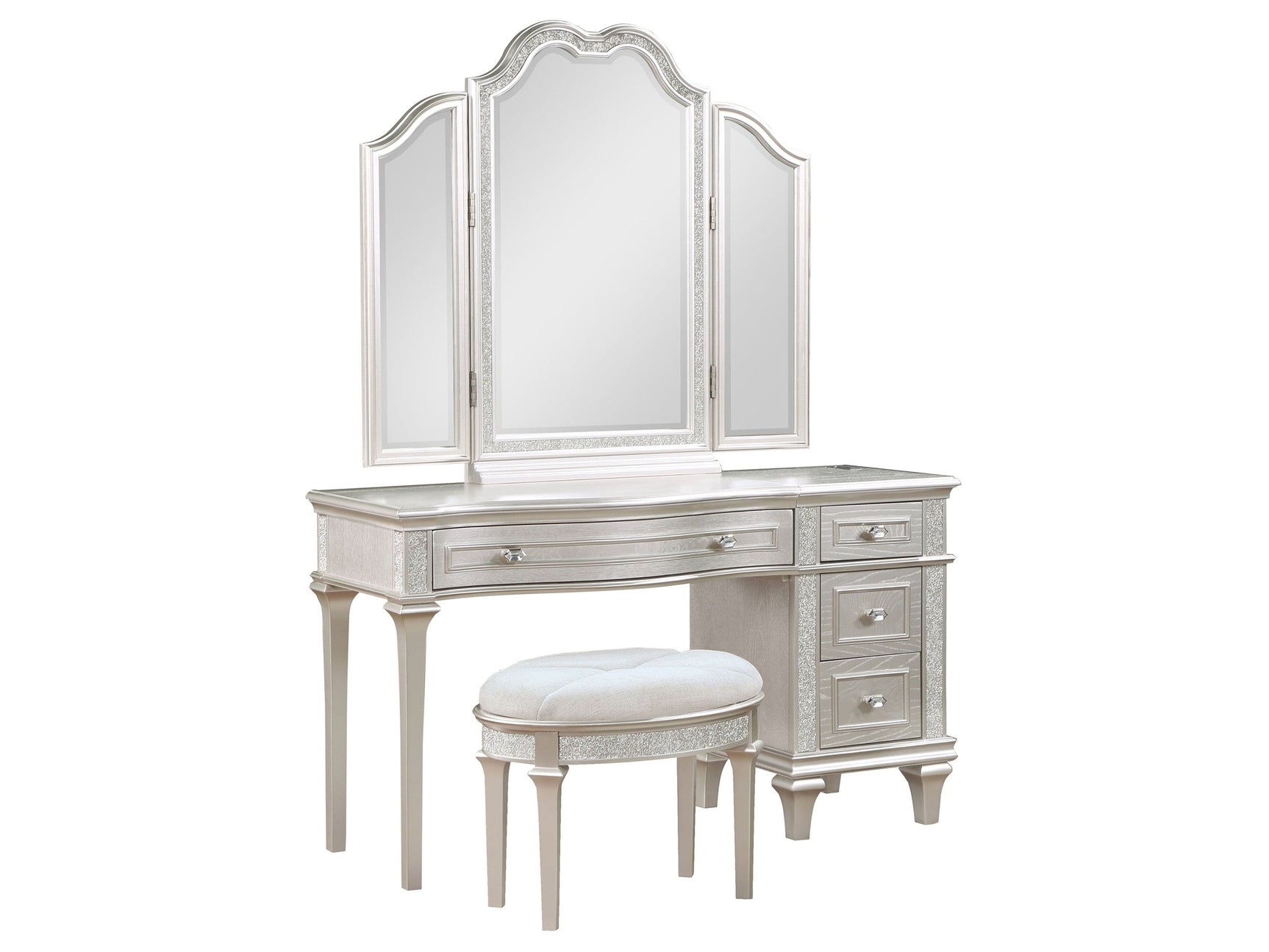 Evangeline Silver Oak Vanity Set - Ornate Home