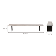 Evans White Dining Bench - Ornate Home