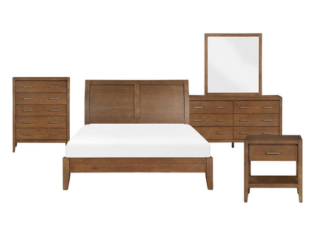 Evans Wire Brushed Light Brown 5-Piece Queen Bedroom Set - Ornate Home