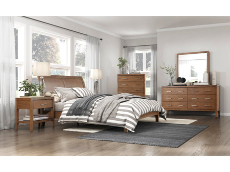 Evans Wire Brushed Light Brown 5-Piece Queen Bedroom Set - Ornate Home
