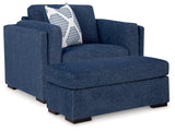 Evansley Navy Oversized Chair & Ottoman (Online Special Price) - Ornate Home
