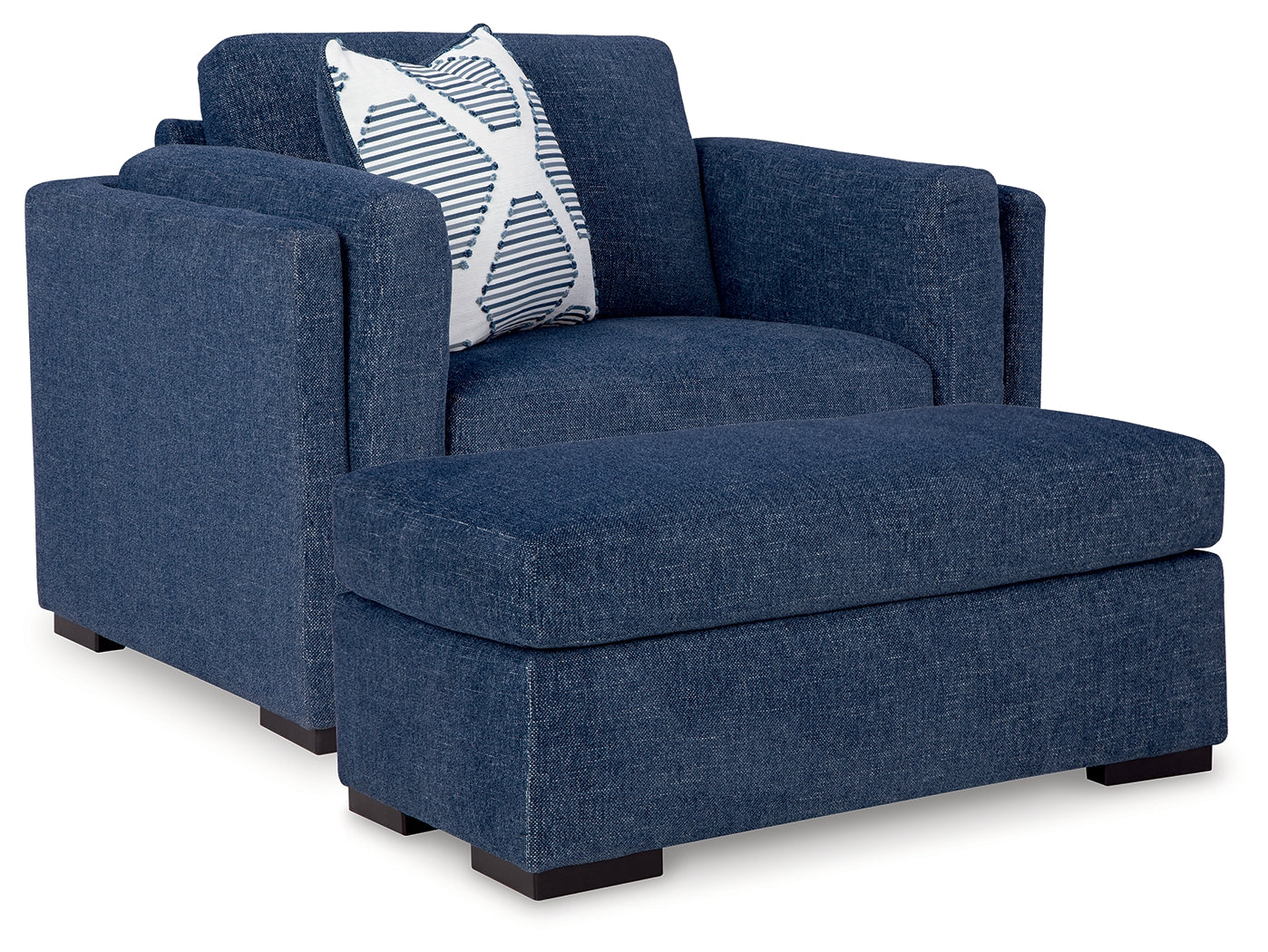 Evansley Navy Oversized Chair & Ottoman (Online Special Price) - Ornate Home