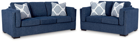 Evansley Navy Sofa & Loveseat - Ornate Home