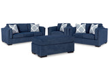 Evansley Navy Sofa & Loveseat & Oversized Chair & Ottoman - Ornate Home