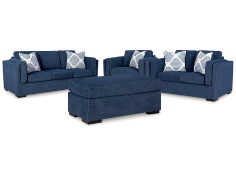 Evansley Navy Sofa & Loveseat & Oversized Chair & Ottoman - Ornate Home