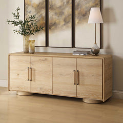 Evanston Natural Oak 4 Door Cabinet - Ornate Home