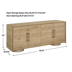 Evanston Natural Oak 4 Door Cabinet - Ornate Home