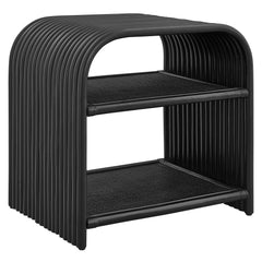 Eve Black Curved Natural Rattan Side Table - Ornate Home