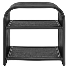 Eve Black Curved Natural Rattan Side Table - Ornate Home