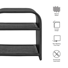 Eve Black Curved Natural Rattan Side Table - Ornate Home