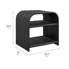 Eve Black Curved Natural Rattan Side Table - Ornate Home