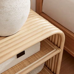 Eve Curved Natural Rattan Side Table - Ornate Home