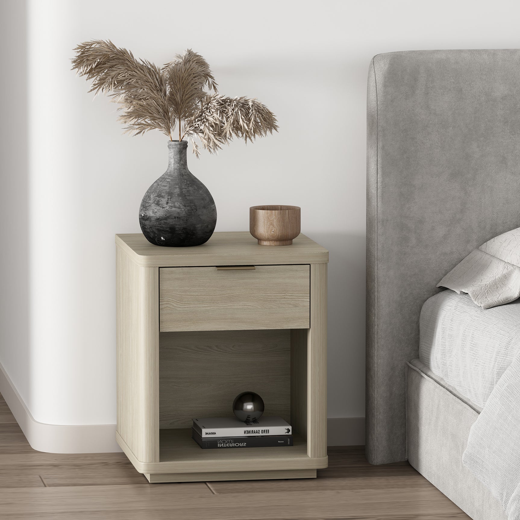 Evelyn 20" 1 Drawer Nightstand in Natural - Ornate Home