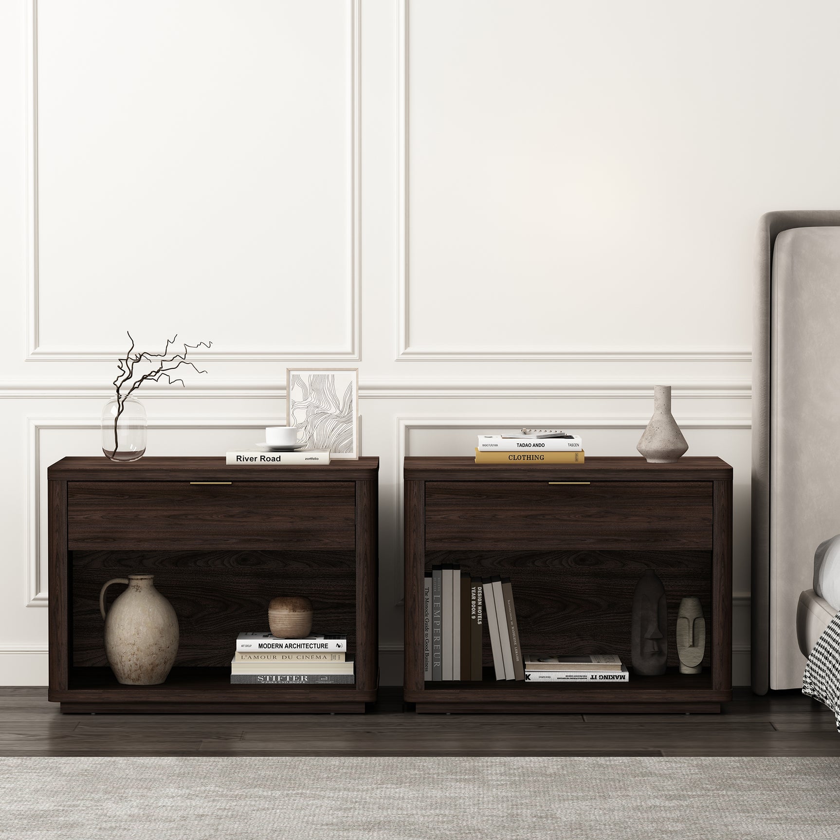 Evelyn 32" Nightstand 2.0 in Brown (set of 2) - Ornate Home