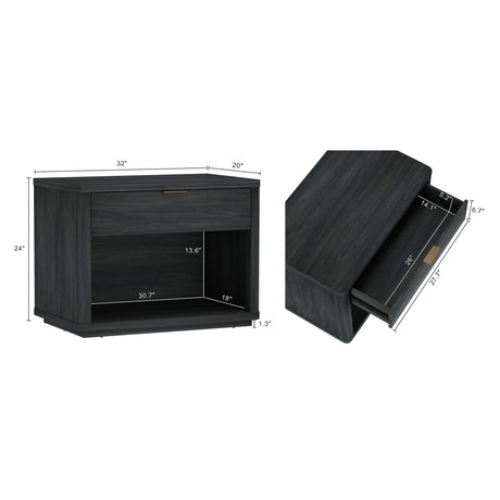 Evelyn 32" Nightstand 2.0 in Charcoal Grey - Ornate Home