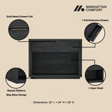 Evelyn 32" Nightstand 2.0 in Charcoal Grey - Ornate Home