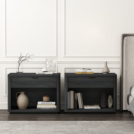 Evelyn 32" Nightstand 2.0 in Charcoal Grey (set of 2) - Ornate Home