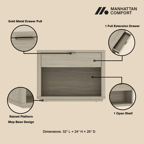 Evelyn 32" Nightstand 2.0 in Natural (set of 2) - Ornate Home