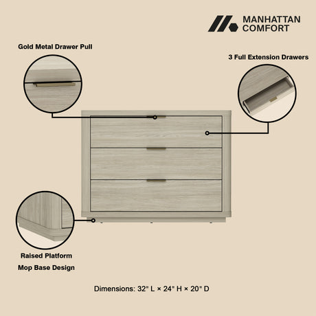 Evelyn 32" Nightstand 4.0 in Natural (set of 2) - Ornate Home