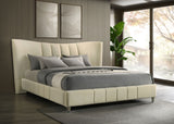 Evelyn Ivory Upholstered Eastern King Panel Platform Bed - Ornate Home