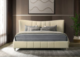 Evelyn Ivory Upholstered Eastern King Panel Platform Bed - Ornate Home