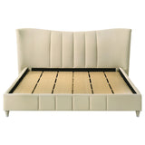 Evelyn Ivory Upholstered Eastern King Panel Platform Bed - Ornate Home