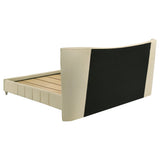 Evelyn Ivory Upholstered Eastern King Panel Platform Bed - Ornate Home