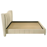 Evelyn Ivory Upholstered Eastern King Panel Platform Bed - Ornate Home